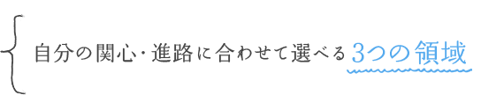 自分の関心・進路に合わせて選べる3つの領域