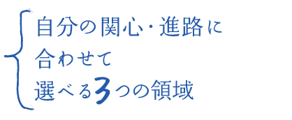 自分の関心・進路に合わせて選べる3つの領域